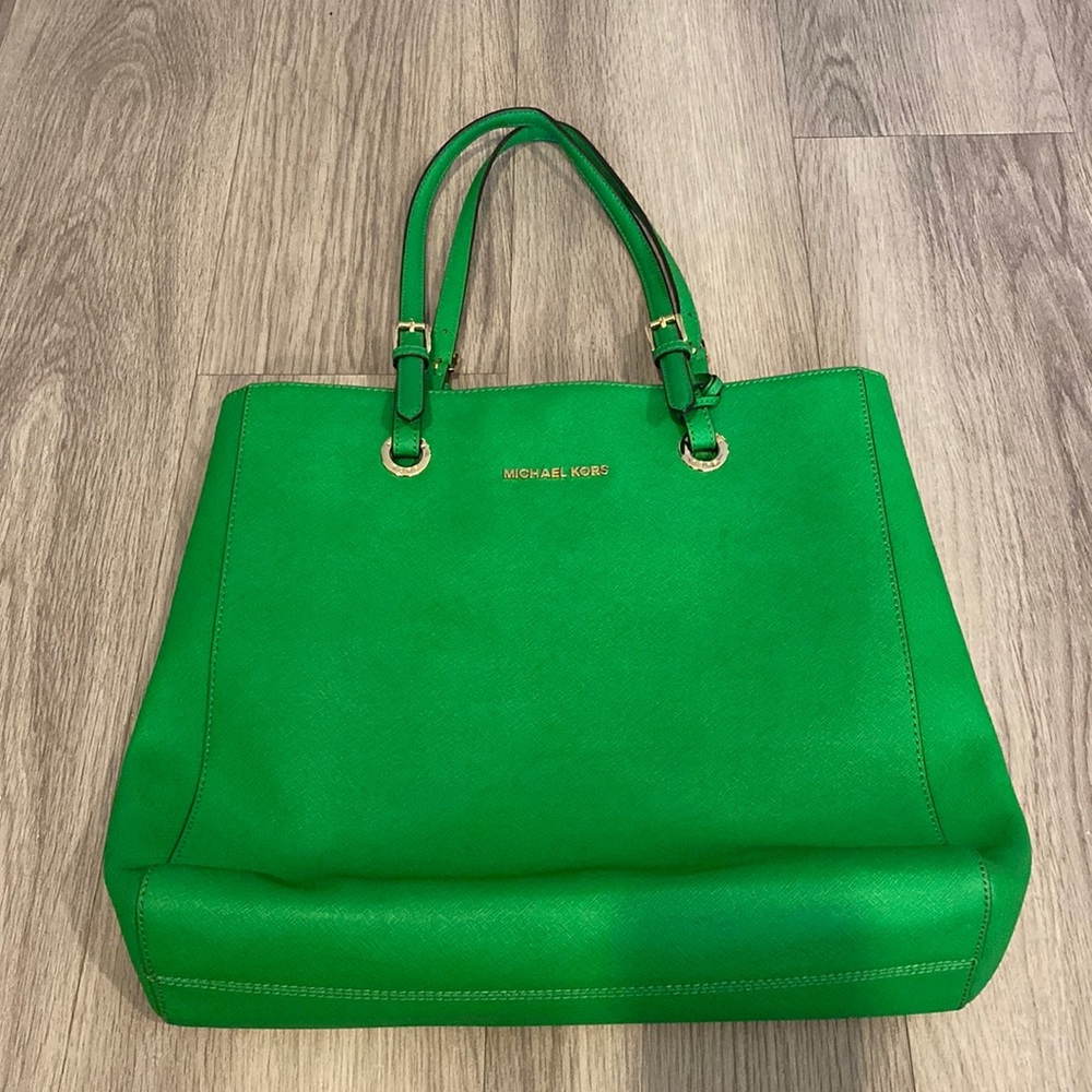 Michael Kors green tote bag